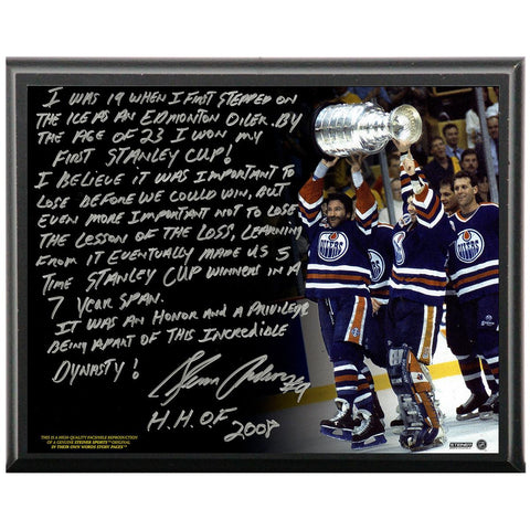 Glenn Anderson Facsimile Oilers Dynasty Metallic 8x10 Story Plaque