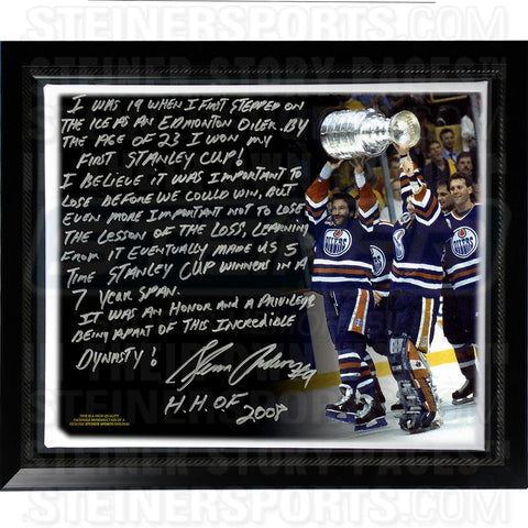 Glenn Anderson Facsimile Oilers Dynasty Story Stretched Framed 22x26 Story Canvas