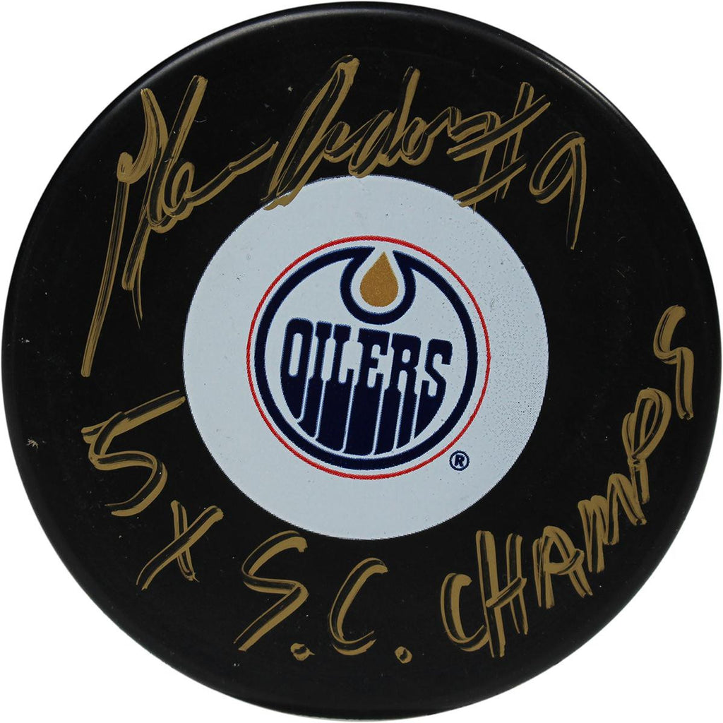 Glenn Anderson Signed Edmonton Oilers Puck w 5x S.C. Champs Insc