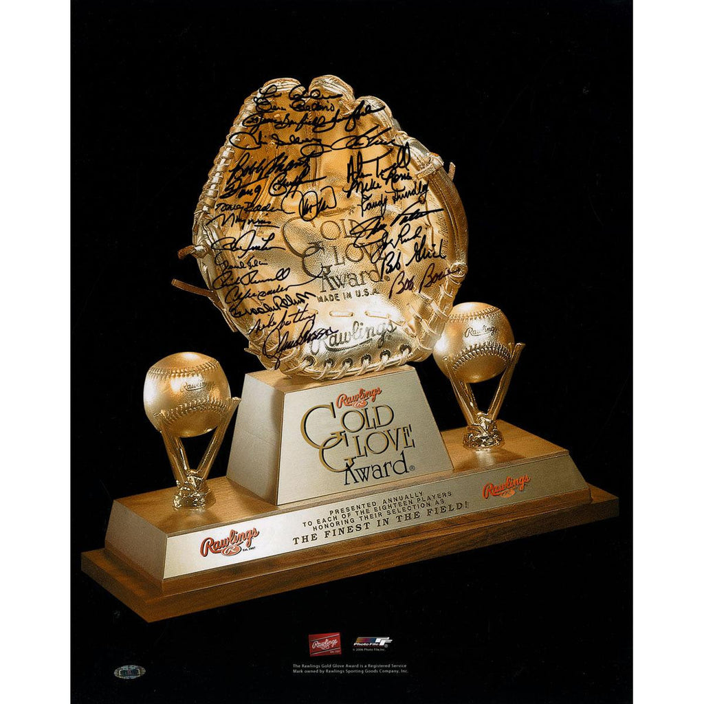 Gold Glove Award Winners Multi-Signed 16x20 Photo (23 Signatures) (Signed in Black) DawsonShantzTrammellBlairMethenyTresh