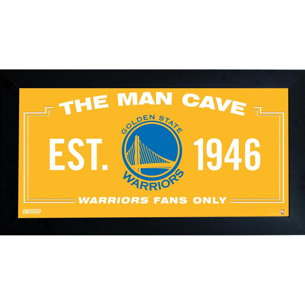 Golden State Warriors Man Cave Sign 10x20 Framed Photo