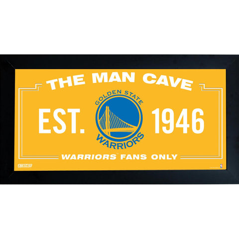 Golden State Warriors Man Cave Sign 10x20 Framed Photo