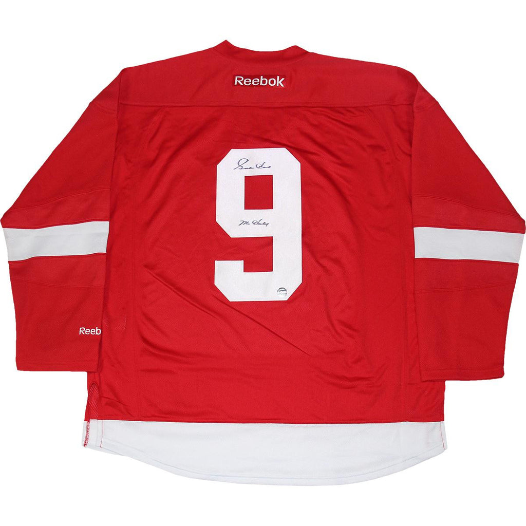 Gordie Howe Signed Red Wings Red Jersey w Mr. Hockey Insc (LOJO Sports Auth)