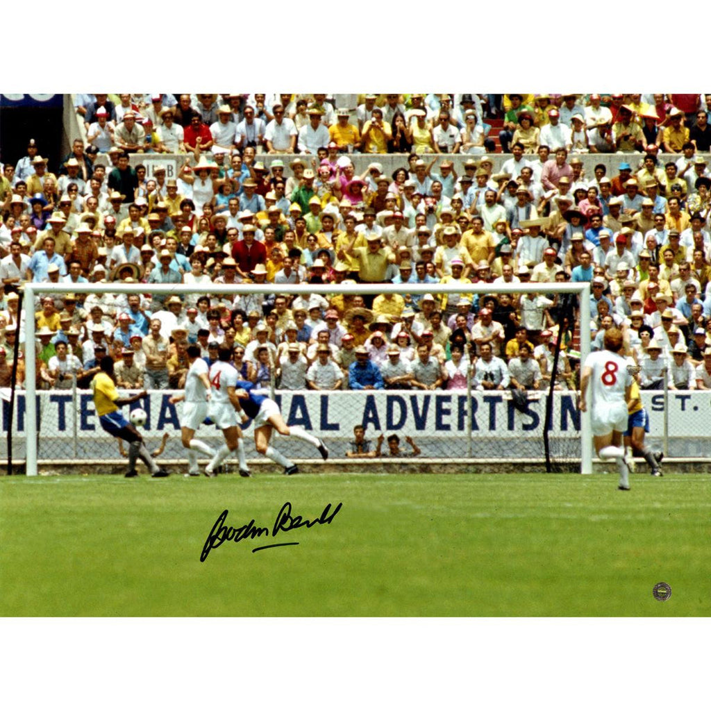 Gordon Banks Signed Englands Team 12x16 Photo Amazing Save From Pele (Icons Auth & Third Party Holo)