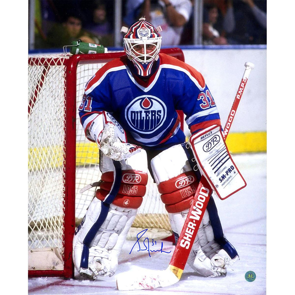 Grant Fuhr Edmonton Oilers Signed Goalie 16x20 Photo (AJ Sports Auth)