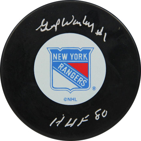 Gump Worsely New York Rangers Signed Hockey Puck wHOF 80Insc. (AJ Sports Auth)