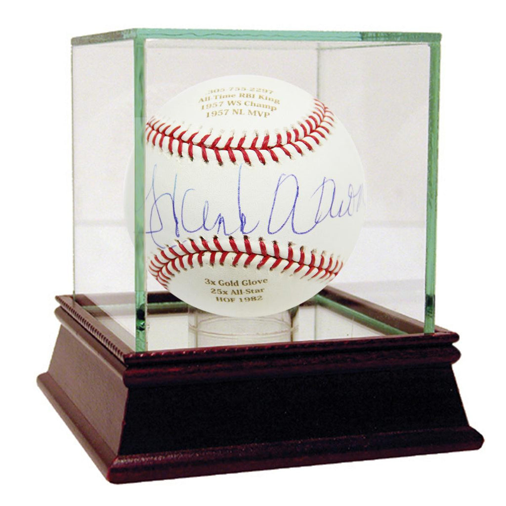 Hank Aaron Autographed and Engraved Career Stats MLB Baseball