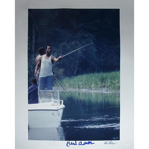 Hank Aaron Fishing 16x20 Photo Signed By Photographer Ken Regan