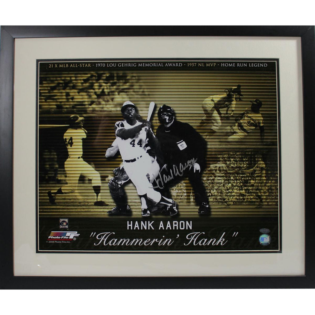 Hank Aaron Hammerin Hank Career Collage 16x20 Photo