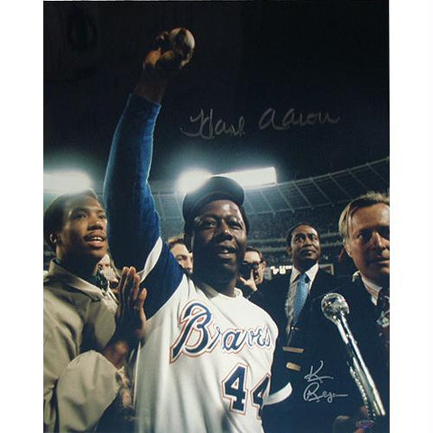 Hank Aaron One Arm Up w Ball in Hand Color Vertical 16x20 Photo Signed by Photographer Ken Regan