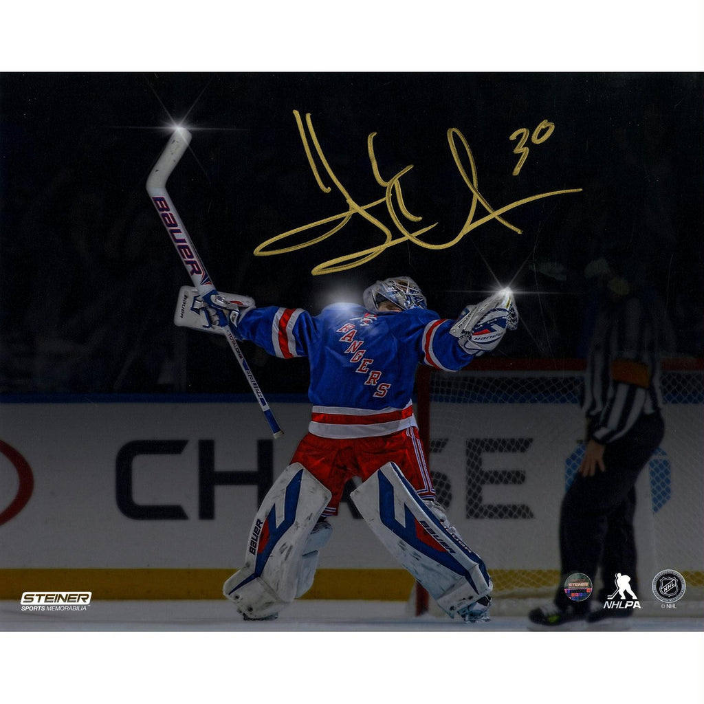 Henrik Lundqvist Signed MSG Celebration Horizontal 8x10 Photo