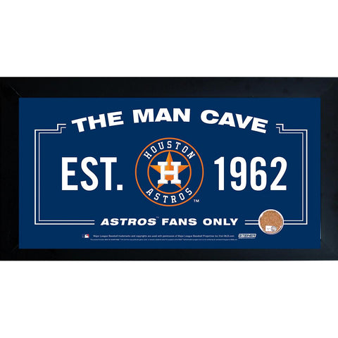 Houston Astros Man Cave Framed 10x20 Sign w Authentic Game-Used Dirt (MLB Auth)