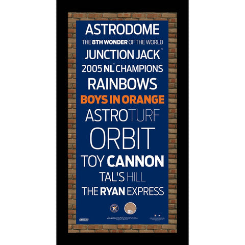 Houston Astros Subway Sign Wall Art 9.5x19 Frame w Authentic Dirt from Minute Maid Park