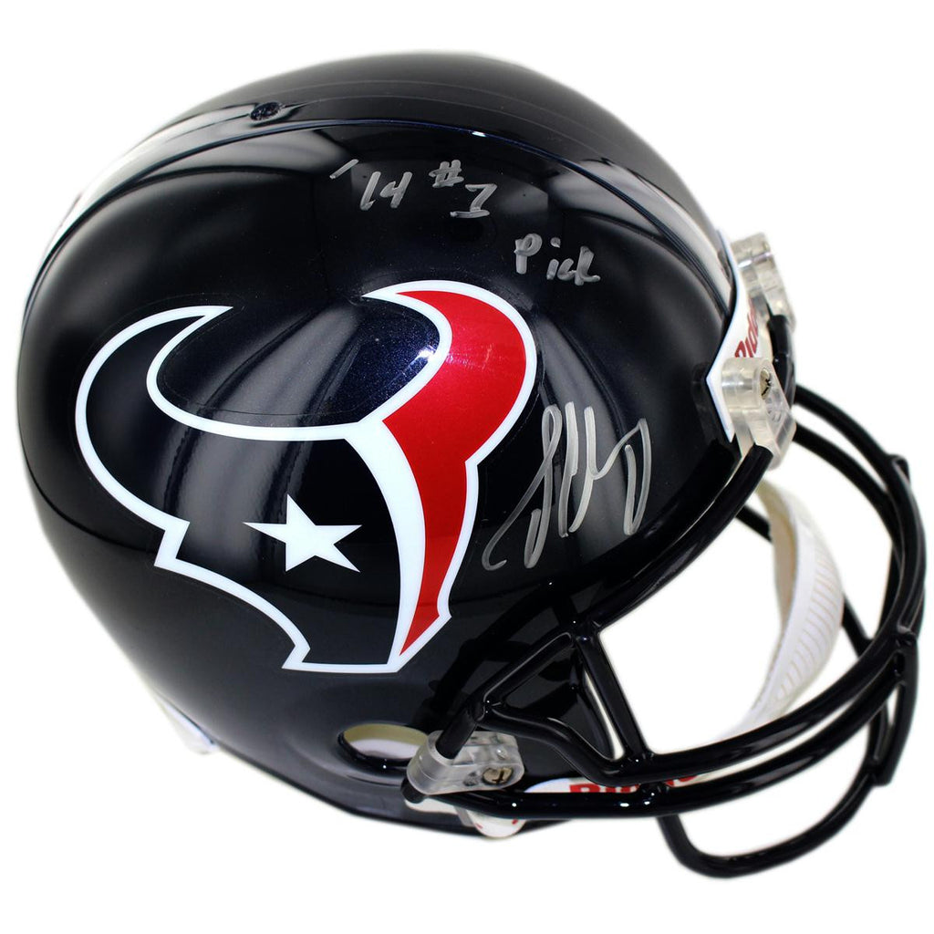 Jadeveon Clowney Signed Houston Texans Replica Helmet w 14 1 Pick Inscription