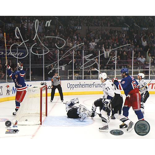 Jaromir Jagr Scott Gomez Dual Signed Celebrating Goal vs. Lightning 8x10 Photo