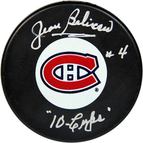 Jean Beliveau Montreal Canadiens Signed Puck w 10 Cups Insc. (AJ Sports Auth)