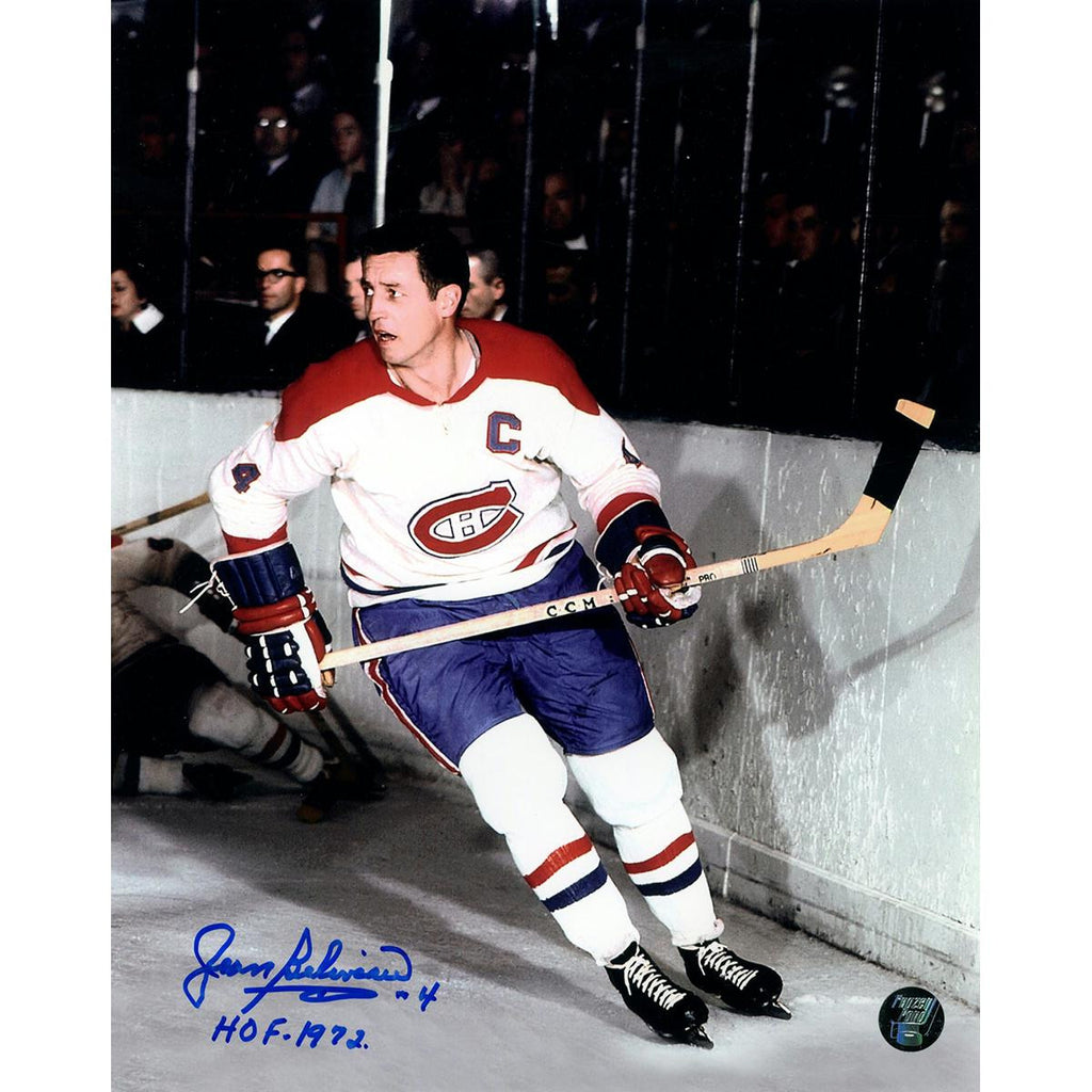 Jean Beliveau Signed Skating 8x10 Photo w HOF 1972 Insc (Frozen Pond Auth)