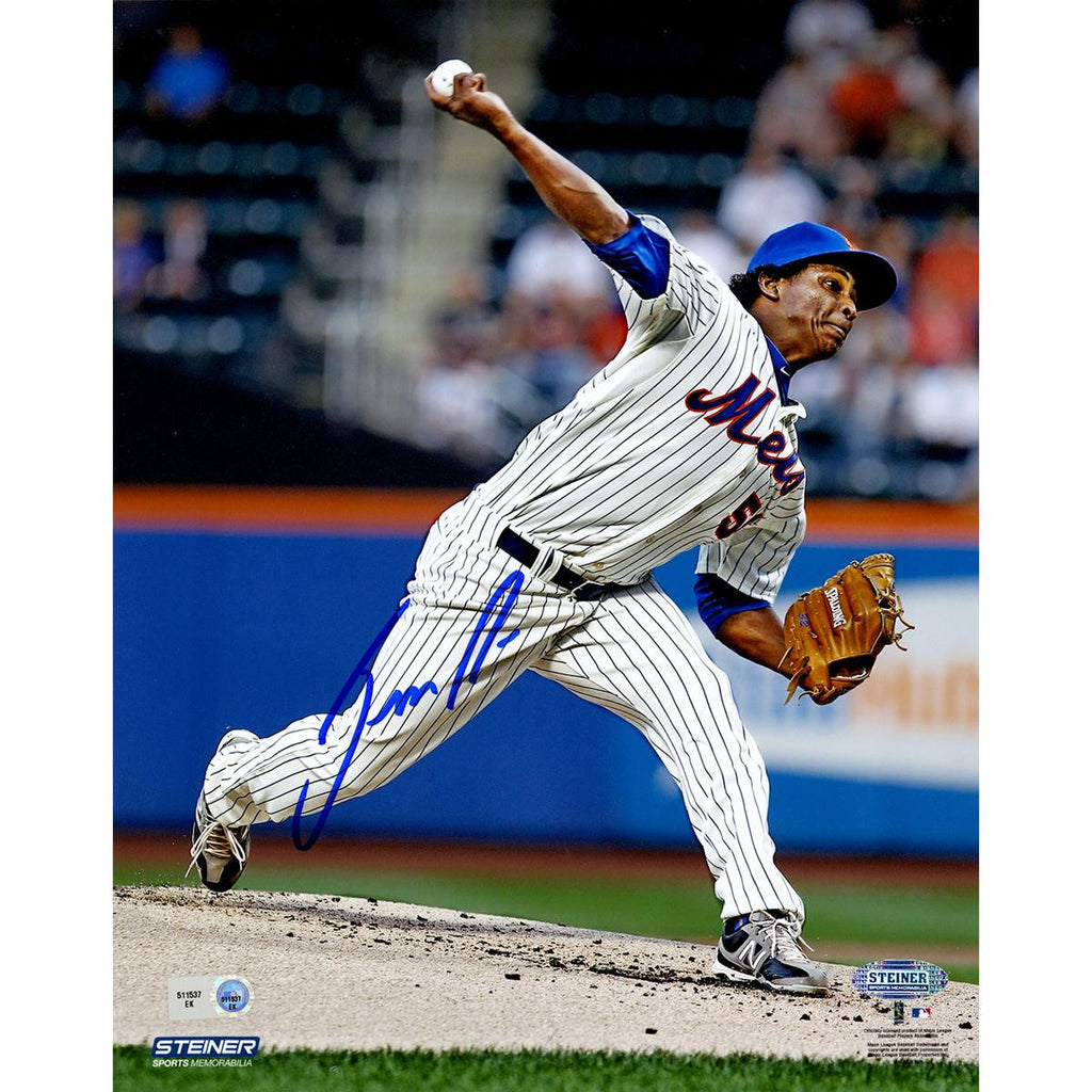 Jenrry Mejia Signed Pinstripe Jersey Pitching 8x10 Photo