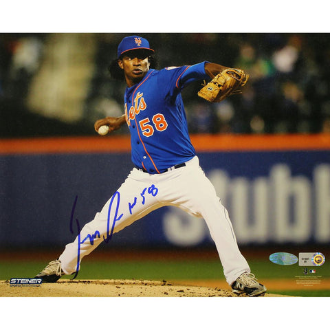 Jenrry Mejia Signed Pitching Blue Jersey 8x10 Photo