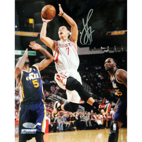 Jeremy Lin Signed Drive vs Jazz 8x10 Photo