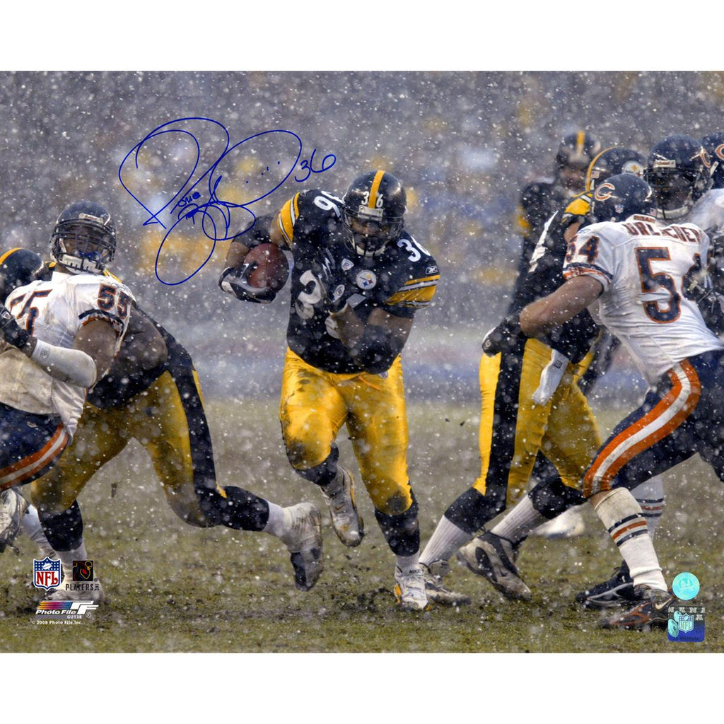 Jerome Bettis Pittsburgh Steelers Signed Rushing in Snow 16x20 Photo (AJ Sports Auth)