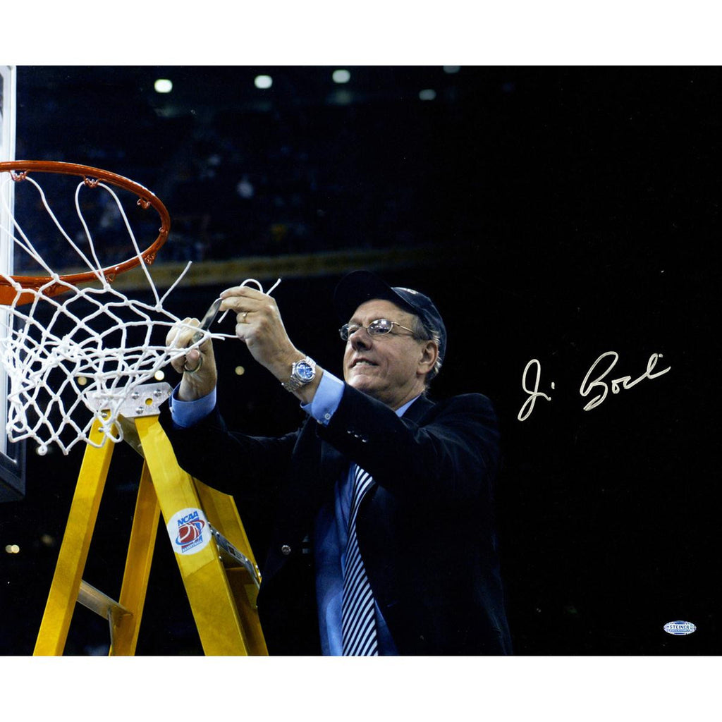 Jim Boeheim Cutting Down Net Horizontal Black Background 16x20 Photo (Signed in Silver)