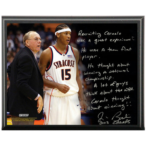 Jim Boeheim Facsimile Recruiting Carmelo Metallic 8x10 Story Plaque