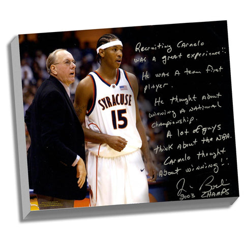 Jim Boeheim Facsimile Recruiting Carmelo Stretched 22x26 Story Canvas