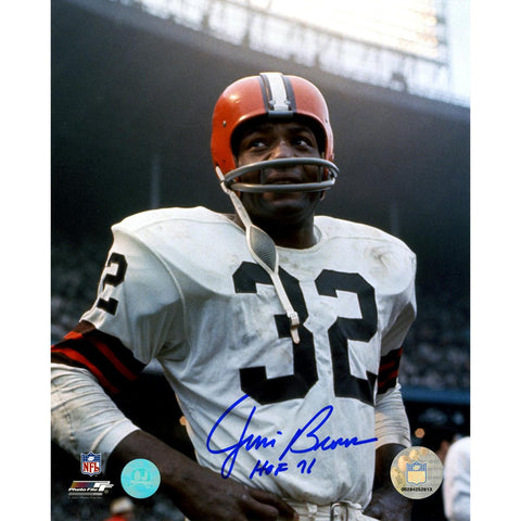 Jim Brown Cleveland Browns Signed Rookie Close-Up 8x10 Photo w HOF 71 Insc (AJ Sports Auth)