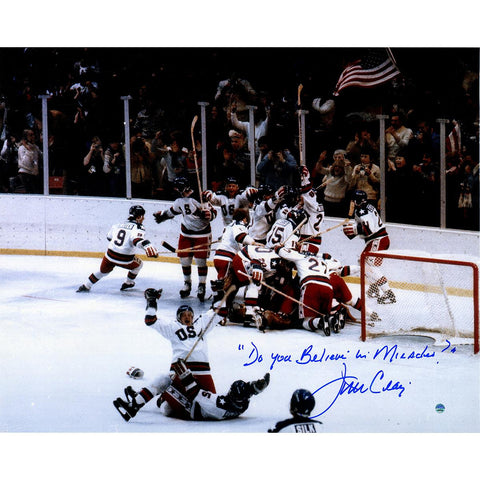 Jim Craig 1980 USA Celebration 16x20 w Do You Believe in Miracles? Insc.