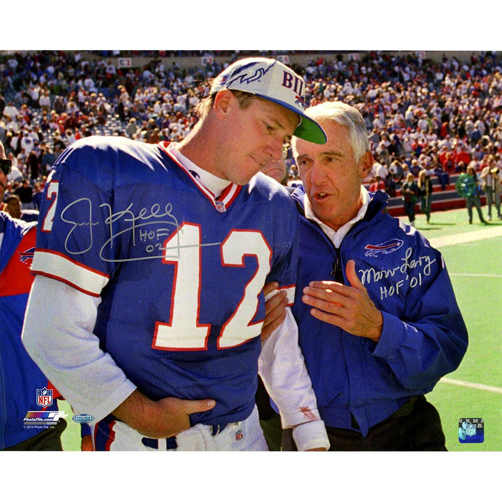 Jim KellyMarv Levy Dual Signed and Inscribed 16x20 Photo w HOF