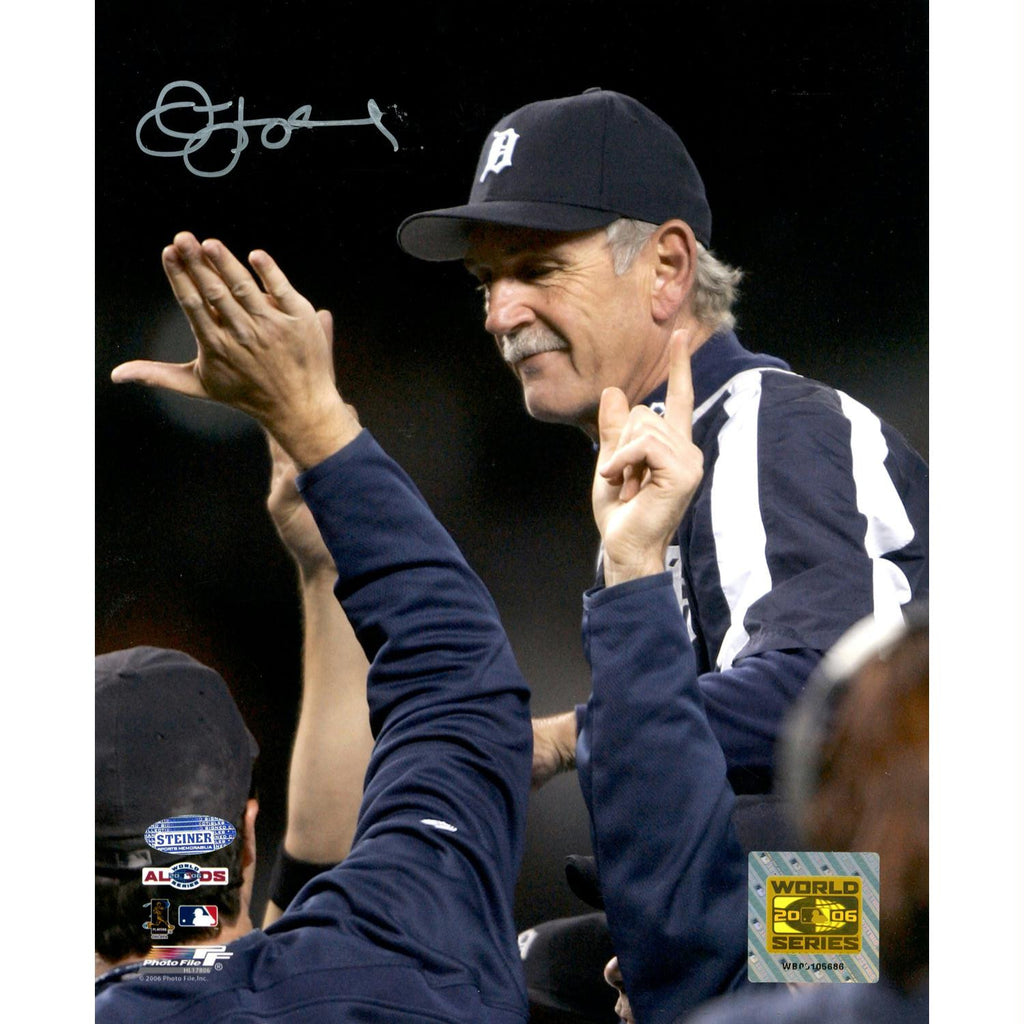 Jim Leyland 2006 ALDS Celebration Carry Off Vertical 8x10