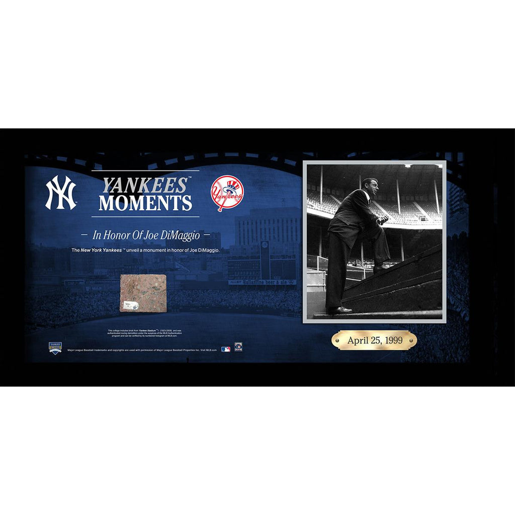 Joe DiMaggio Monument Unveiling in Monument Park 10x20 Collage w Old Yankee Stadium Brick