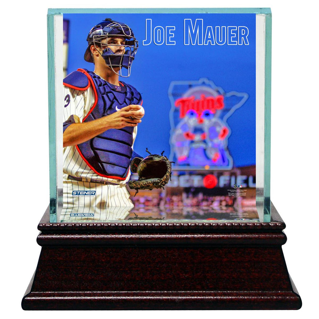 Joe Mauer With Gear On Single Ball Display Case