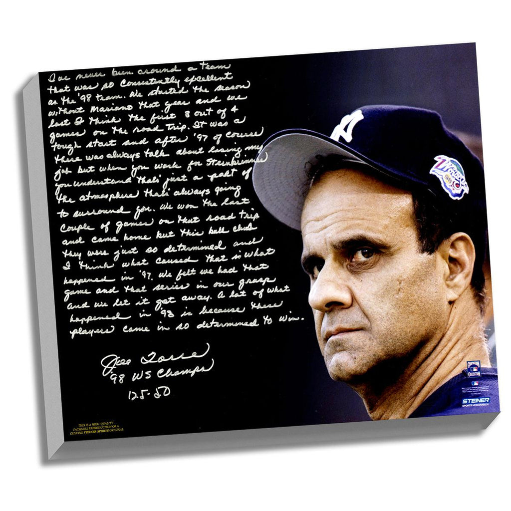 Joe Torre Facsimile 1998 Team of the Century Stretched 22x26 Story Canvas