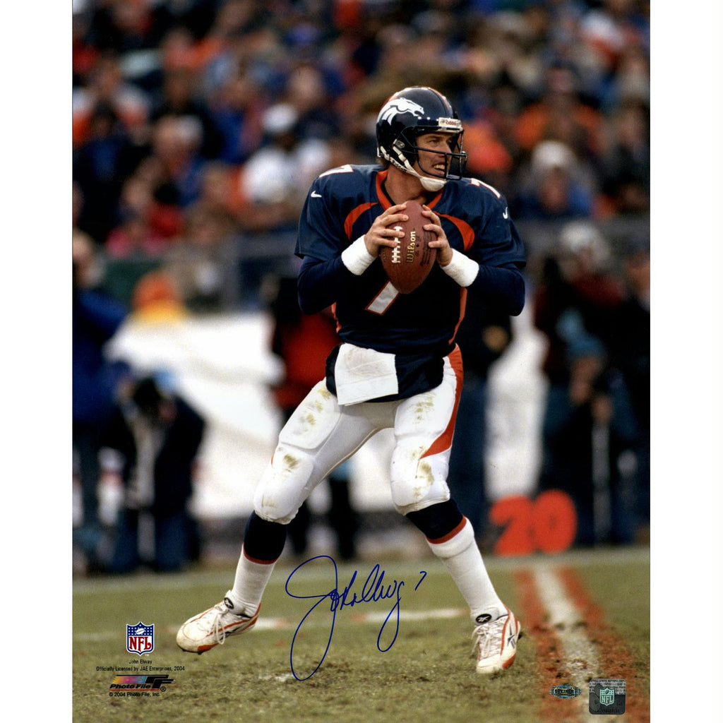 John Elway Signed vertical in pocket new uniform 16x20 Photo