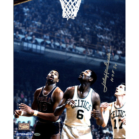 John Havlicek Signed Under Hoop With Russell and Chamberlain 16x20 Photo w HOF insc