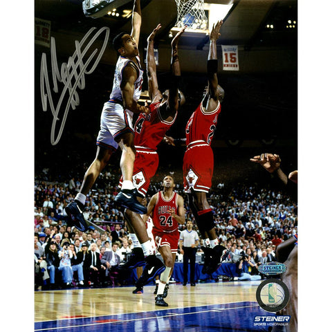 John Starks w Cartwright Dunk Vertical 8x10 Photo