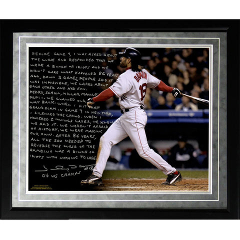 Johnny Damon Facsimile Reverse the Curse Framed Metallic 16x20 Story Photo