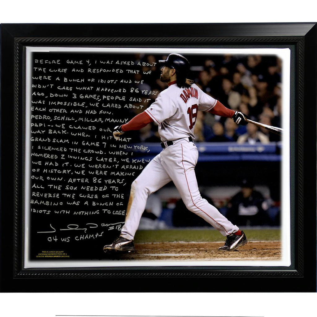 Johnny Damon Facsimile Reverse the Curse Story Stretched Framed 22x26 Canvas