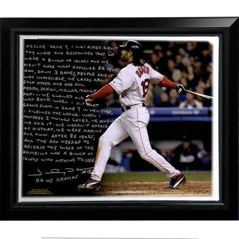 Johnny Damon Facsimile Reverse the Curse Story Stretched Framed 22x26 Canvas