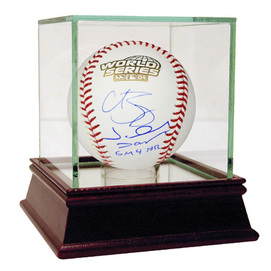 Johnny DamonCurt Schilling Dual Signed 2004 World Series Baseball w GM 4 HR insc by Damon