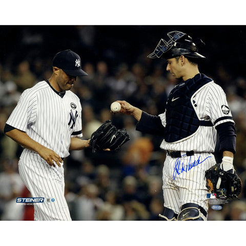 Jorge Posada Dropping Ball into Mariano Riveras Glove Single Signed 16x20 Photo (MLB Auth)