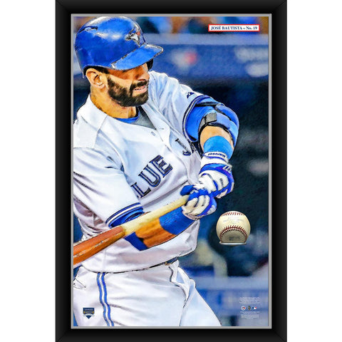 Jose Bautista 20x32 Baseball Holder Display w Game-Used Baseball (baseball is removable)