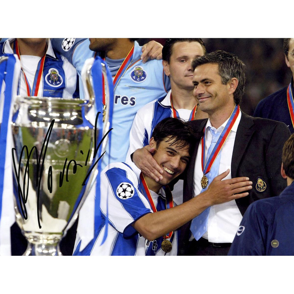 Jose Mourinho Hugging Player Signed Real Madrid 12x16 Photo: Clasico Rivalry (Icons Auth & Third Party Holo)