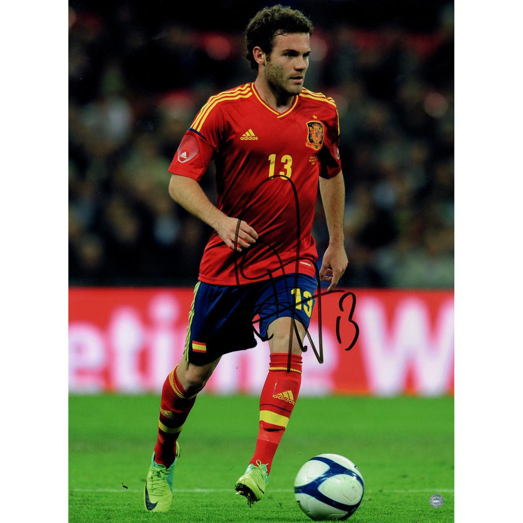 Juan Mata Signed Spain Team 12x16 Photo: In Action (Icons Auth & Third Party Holo)