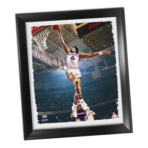 Julius Erving Dr J Dunk Framed Stretched 22x26 Canvas