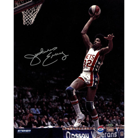 Julius Erving New York Nets Soars to Basket Signed 16x20 Photo