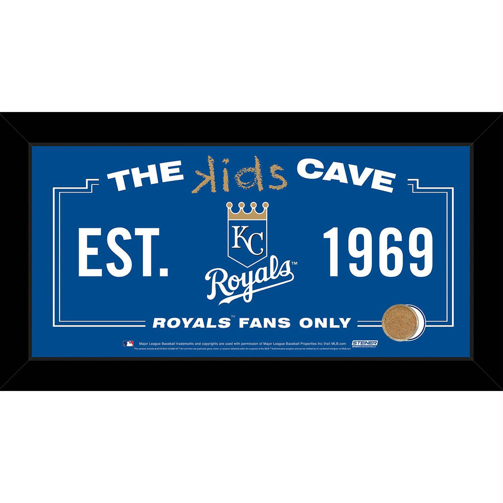 Kansas City Royals 10x20 Kids Cave Sign w Game Used Dirt from Kauffman Stadium