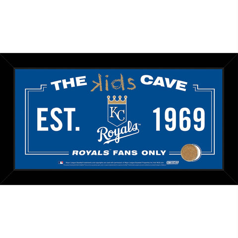 Kansas City Royals 10x20 Kids Cave Sign w Game Used Dirt from Kauffman Stadium